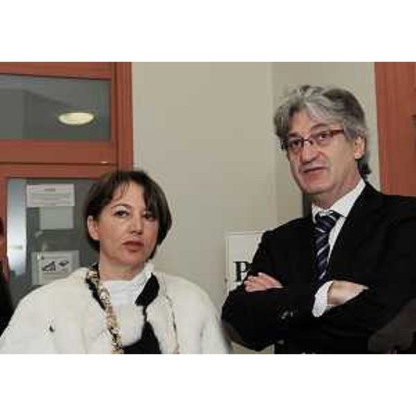 Cristiana Compagno (Rettore Università Udine) e Renzo Tondo (Presidente Friuli Venezia Giulia) alla cerimonia di apertura del XXXIII Anno accademico dell'Ateneo friulano. (Udine 14/03/11)