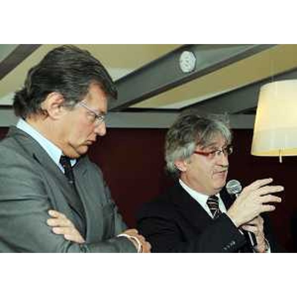 Giovanni Da Pozzo (Presidente CCIAA Udine) e Renzo Tondo (Presidente Friuli Venezia Giulia) all'inaugurazione della sede di FFF-Friuli Future Forum. (Udine 18/03/11)
