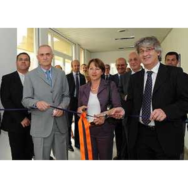 Sergio Cecotti (Presidente Friuli Innovazione), Cristiana Compagno (Rettore Università Udine) e Renzo Tondo (Presidente Friuli Venezia Giulia) all'inaugurazione di Illumina HiSeq2000, nuovo sequenziatore di DNA, presso l'IGA-Istituto di Genomica Applicata. (Udine 27/05/11)