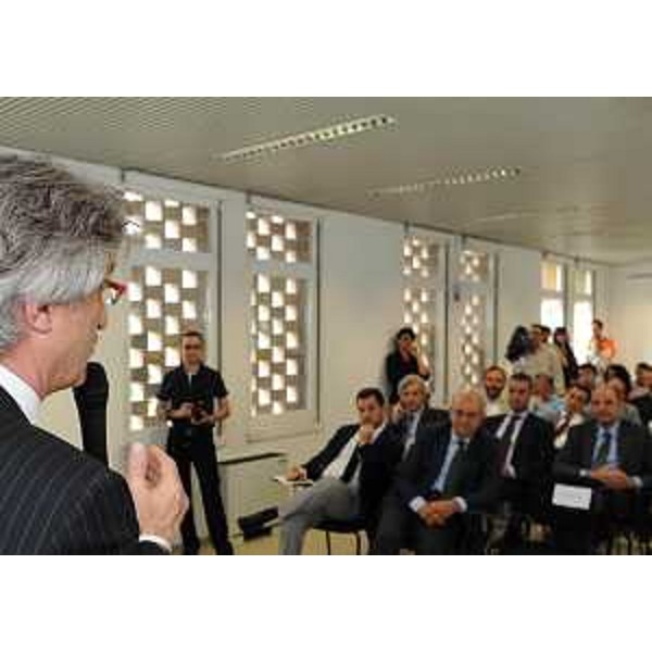 Renzo Tondo (Presidente Friuli Venezia Giulia) interviene all'inaugurazione di Illumina HiSeq2000, nuovo sequenziatore di DNA, presso l'IGA-Istituto di Genomica Applicata. (Udine 27/05/11)
