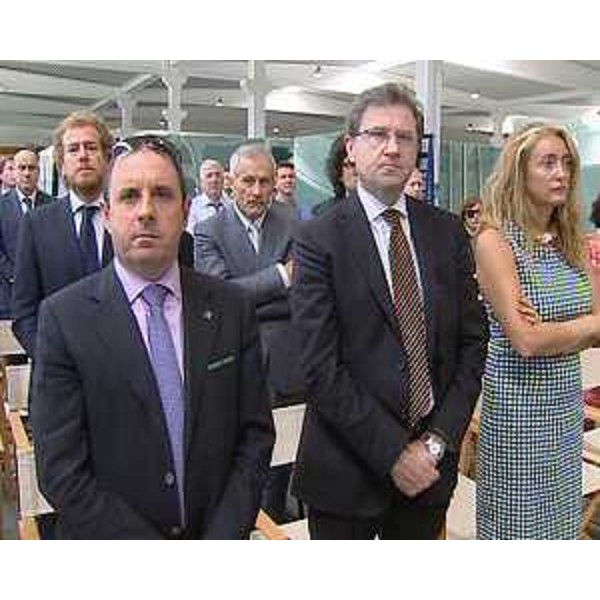 Claudio Violino (Assessore regionale alle Risorse agricole) vicino a Edi Snaidero (Presidente di Friulia) durante la cerimonia di inaugurazione del sito produttivo della Sangalli Group. (San Giorgio di Nogaro, 14/06/11)