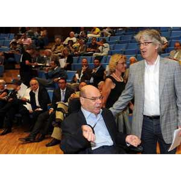 Vladimir Kosic (Assessore regionale Salute e Politiche sociali) e Renzo Tondo (Presidente Friuli Venezia Giulia) al convegno "Conoscere per governare - Sanità e Politiche sociali 2007-2011 e oltre", nell'Auditorium della Regione. (Udine 11/07/11)