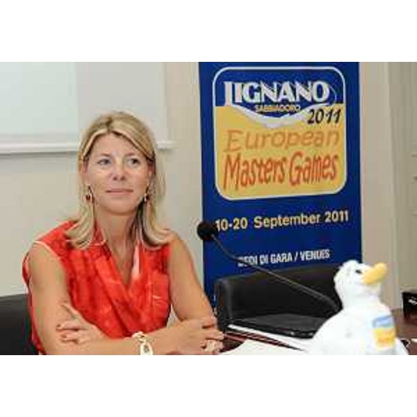 Federica Seganti (Assessore regionale Attività produttive) alla presentazione dei sette eventi sportivi di portata internazionale previsti in FVG in settembre. (Trieste 02/09/11)