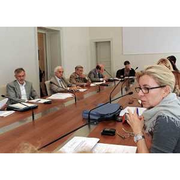 Sandra Savino (Assessore regionale Finanze) al tavolo di valutazione sulla riduzione dell'IRAP con i rappresentanti delle categorie economiche. (Trieste 20/09/11)