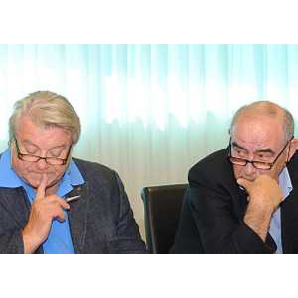 Elio De Anna (Assessore regionale Cultura) e Angelo Cozzarini (Presidente ERT) alla presentazione del cartellone dell'ERT-Ente Regionale Teatrale del Friuli Venezia Giulia. (Udine 21/09/11)