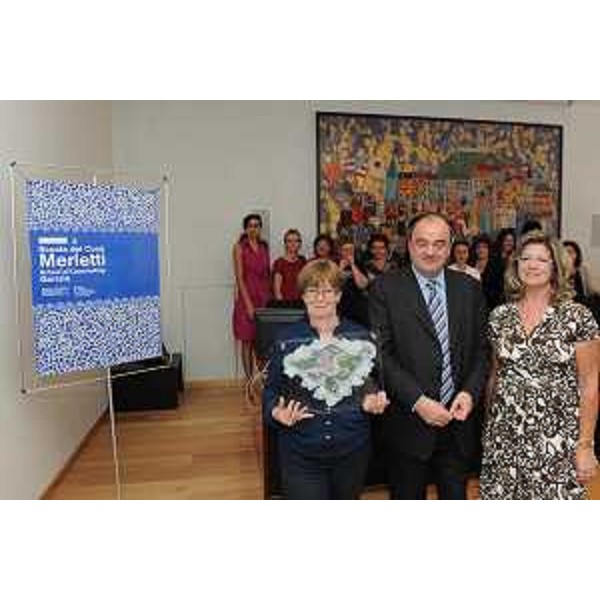 Roberto Molinaro (assessore Istruzione) con Lucia Samero (presidente Scuola merletti) e Giovanna Vesci (direttrice della Scuola) durante l'inaugurazione dell'anno scolastico 2011-2012 della Scuola dei corsi merletti di Gorizia. (Gorizia, 03/10/11)