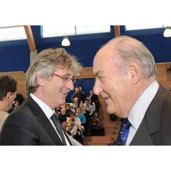 Renzo Tondo (Presidente Friuli Venezia Giulia) e Giuseppe De Rita (Presidente CenSIS-Centro Studi Investimenti Sociali) al convegno "Cristiani in assemblea per il futuro del Friuli". (Udine 21/10/11)