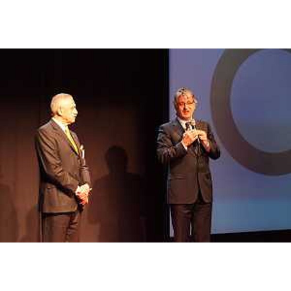 Renzo Tondo (Presidente Friuli Venezia Giulia) e Gianpietro Benedetti (Presidente Officine Danieli) alla presentazione dei risultati economici e tecnologici dell'esercizio 2010-2011 e delle previsioni alle Officine Danieli. (Buttrio 22/10/11)