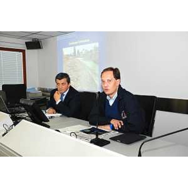 Francesco Martines (Sindaco Palmanova) e Luca Ciriani (Assessore regionale Protezione civile) alla presentazione di "PalmaNOVA 2011", grande esercitazione di Protezione civile prevista nei giorni 12-13 e 19-20 novembre a Palmanova. (Udine 11/11/11)