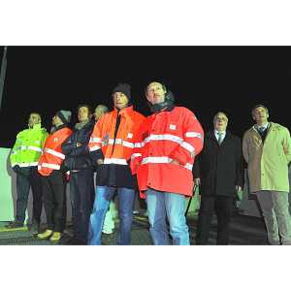 Riccardo Riccardi (Assessore regionale Infrastrutture e Lavori pubblici, Commissario emergenza in A4) al varo del ponte che attraversa l'A4 all'altezza di Meolo (VE), dov'è in costruzione il nuovo casello. (Meolo 13/11/11)
