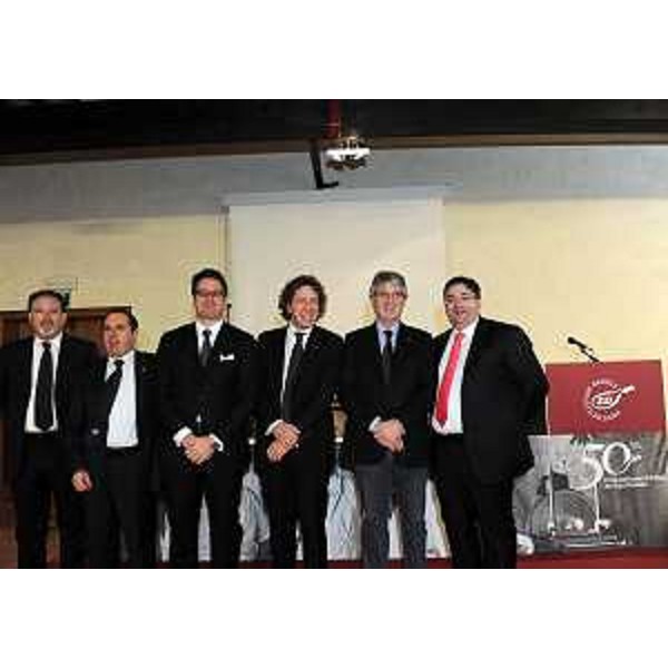 Renzo Tondo (Presidente Friuli Venezia Giulia), Claudio Violino (Assessore regionale Risorse rurali, agroalimentari e forestali) e Vladimir Dukcevich (Presidente Consorzio prosciutto San Daniele) alla celebrazione del 50° anniversario della fondazione del Consorzio prosciutto di San Daniele. (San Daniele del Friuli 25/11/11)