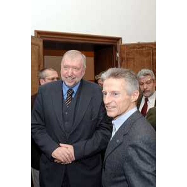 Riccardo Illy (Presidente Regione Friuli Venezia Giulia) con Dimitrij Rupel (Ministro degli Affari esteri della Repubblica di Slovenia) ritratti in occasione dell'loro incontro (Trieste 30/01/07)