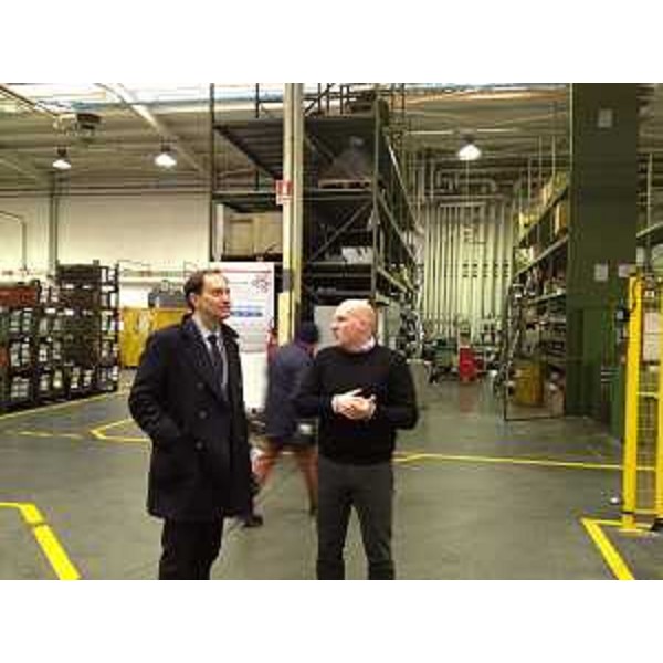 Luca Ciriani (Vicepresidente Giunta FVG) visita lo stabilimento della Altia accompagnato dal direttore Zeno Rigato. (Fontanafredda 08/02/12)