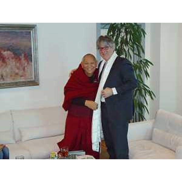 Lobsang Phende (Monaco tibetano) e Renzo Tondo (Presidente Friuli Venezia Giulia). (Udine 14/02/12)