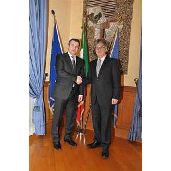 Nebojsa Ciric (Ministro Sviluppo economico Repubblica di Serbia) e Renzo Tondo (Presidente Friuli Venezia Giulia). (Roma 16/02/12)