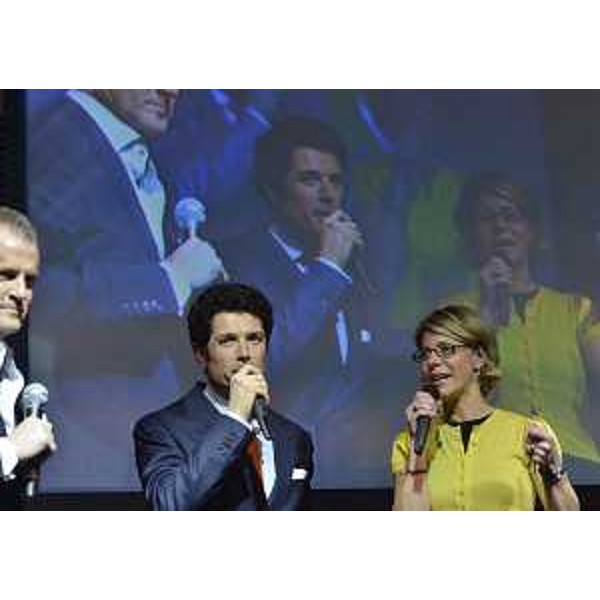 Matteo Marzotto (Presidente ENIT Italia-Agenzia Nazionale Turismo) e Federica Seganti (Assessore regionale Attività produttive) all'apertura dello stand del Friuli Venezia Giulia alla BIT-Borsa Internazionale Turismo. (Milano 16/02/12)