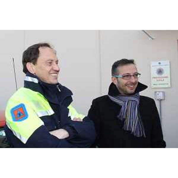 Luca Ciriani (Vicepresidente e assessore Protezione civile FVG) e Matteo Ricci (Presidente Provincia Pesaro e Urbino). (Pesaro 16/02/12)