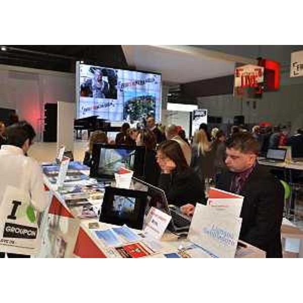 Stand del Friuli Venezia Giulia alla BIT-Borsa Internazionale Turismo durante la conferenza stampa di Elio De Anna (Assessore regionale Cultura, Sport, Relazioni internazionali e comunitarie). (Milano 18/02/12)
