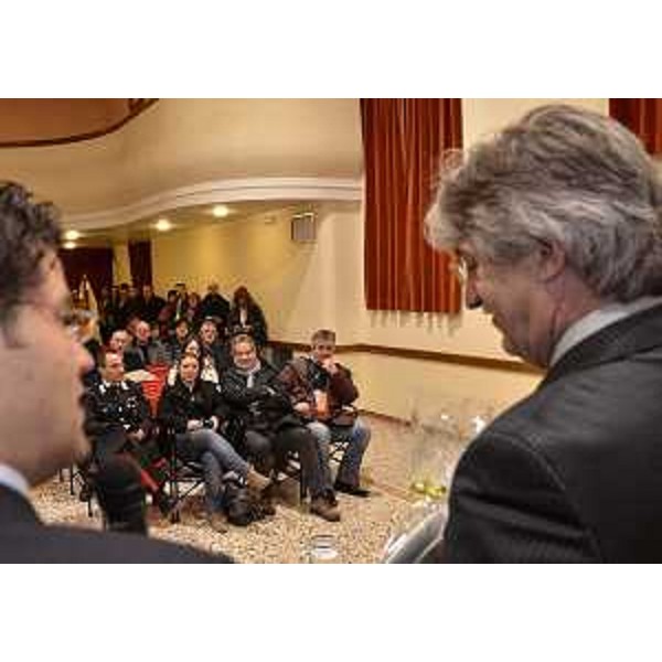 Markus Murmair (Sindaco Valvasone) e Renzo Tondo (Presidente Friuli Venezia Giulia) nella sede municipale. (Valvasone 22/02/12)