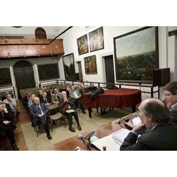 Enrico Gherghetta (Presidente Provincia Gorizia) e Riccardo Riccardi (Assessore regionale Infrastrutture) alla riunione del Patto per lo sviluppo dell'Isontino allargata alla Consulta economica provinciale. (Gorizia 08/03/12)