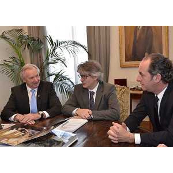Incontro tra Gerhard Doerfler (Presidente Land Carinzia), Renzo Tondo (Presidente Friuli Venezia Giulia) e Luca Zaia (Presidente Veneto) per l'approvazione della Convenzione e dello Statuto del GECT (Gruppo Europeo di Cooperazione Territoriale) "Euregio Senza confini", nella sede della Regione FVG. (Trieste 16/03/12)