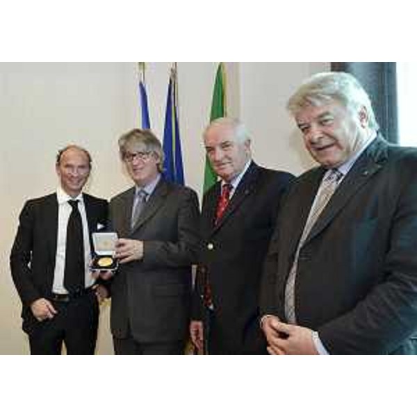 Francesco Augusto Razetto (Architetto, imprenditore), Renzo Tondo (Presidente Friuli Venezia Giulia), Enzo Cainero (Commissario Azienda speciale Villa Manin) ed Elio De Anna (Assessore regionale Cultura). (Udine 23/03/12)