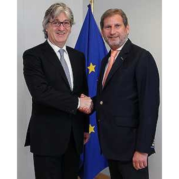 Renzo Tondo (Presidente Friuli Venezia Giulia) e Johannes Hahn (Commissario UE Politiche regionali). (Bruxelles 26/03/12)