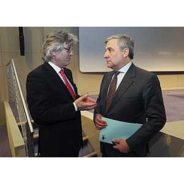 Renzo Tondo (Presidente Friuli Venezia Giulia) e Antonio Tajani (Vicepresidente Commissione europea e responsabile Industria ed Imprenditoria). (Bruxelles 27/03/12)