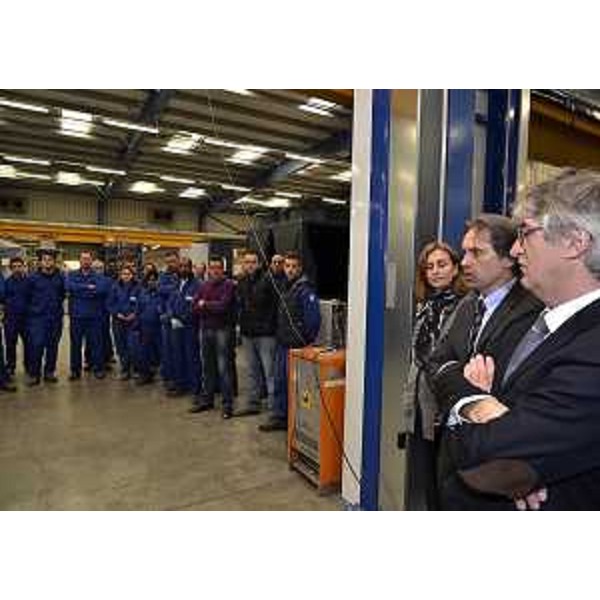 Renzo Tondo (Presidente Friuli Venezia Giulia) con Paolo Ferraris (Titolare Geoclima) nello stabilimento della Geoclima, azienda specializzata in macchine termodinamiche per impianti di condizionamento e refrigerazione. (Ronchi dei Legionari 24/04/12)