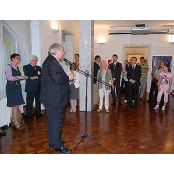 Elio De Anna (Assessore Relazioni internazionali e comunitarie Regione FVG) inaugura la mostra "Aquileia crocevia dell'impero" ospitata al Museo Archeologico. (Zagabria 11/05/12)