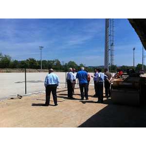 Elio De Anna (Assessore regionale Sport) ed Emiliano Edera (Assessore Sport Comune Trieste) in sopralluogo all'impianto polisportivo di Prosecco che ospiterà l'undicesima edizione degli European Golden Oldies Rugby Festival (EGOR). (Trieste 15/05/12)