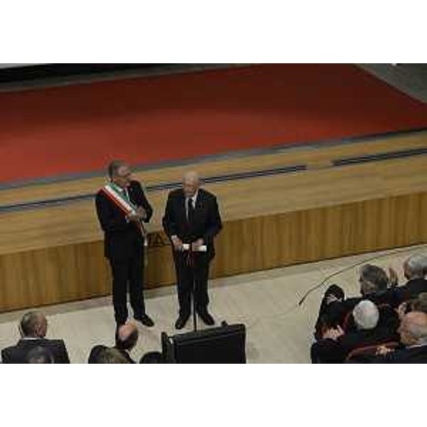 Paolo Urbani (Sindaco Gemona del Friuli) al conferimento della cittadinanza onoraria di Gemona del Friuli al Presidente della Repubblica Giorgio Napolitano. (Gemona del Friuli 29/05/12)