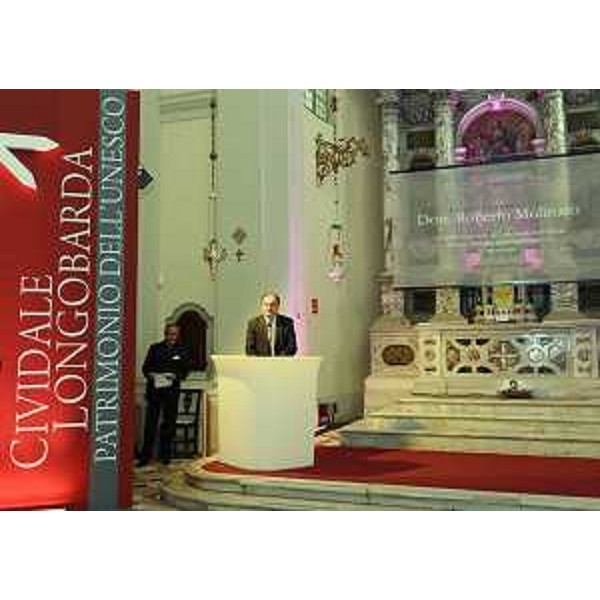 Roberto Molinaro (Assessore regionale Istruzione) interviene alla cerimonia ufficiale per l'inserimento di Cividale nella lista del Patrimonio Unesco. (Cividale del Friuli 04/06/12)