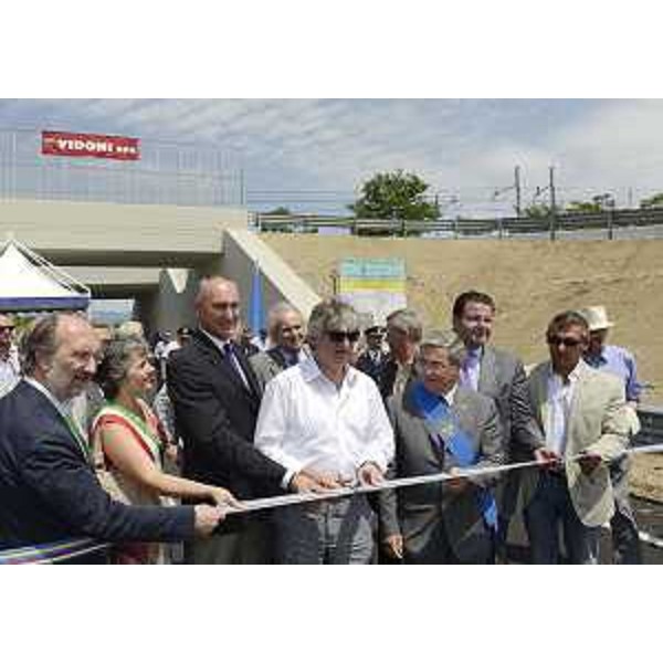R.Riccardi (Assessore regionale Infrastrutture), M.Franz (Presidente Consiglio regionale), R.Tondo (Presidente Friuli Venezia Giulia) e P.Fontanini (Presidente Provincia Udine) all'inaugurazione della variante di Premariacco. (Buttrio 22/06/12)