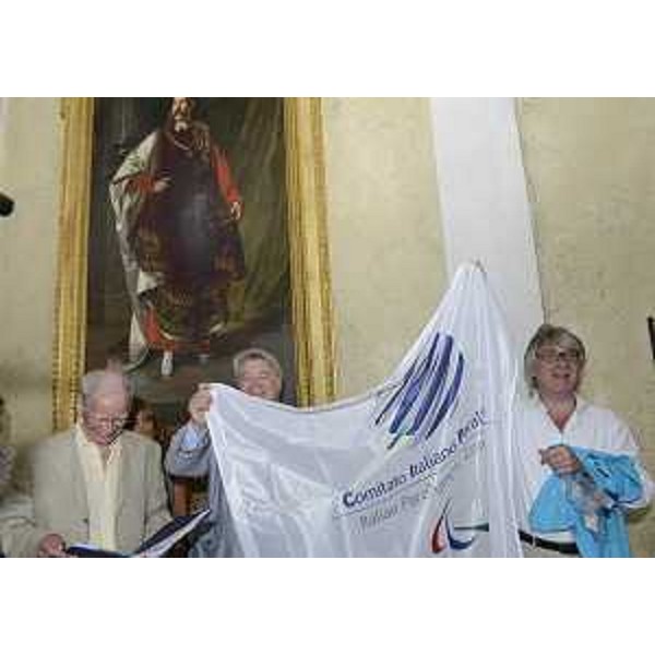 Emilio Felluga (Presidente CONI FVG), Elio De Anna (Assessore regionale Sport) e Renzo Tondo (Presidente Friuli Venezia Giulia) durante l'incontro di saluto agli atleti che parteciperanno alle Olimpiadi e Paralimpiadi "Londra 2012", nella sede della Regione. (Trieste 06/07/12)