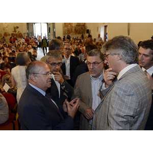 Giuseppe Saro (Senatore), Adriano Luci (Presidente Confindustria Udine), Alessandro Colautti (Consigliere regionale) e Renzo Tondo (Presidente Friuli Venezia Giulia) all'inaugurazione di Mittelfest 2012. (Cividale del Friuli 14/07/12)