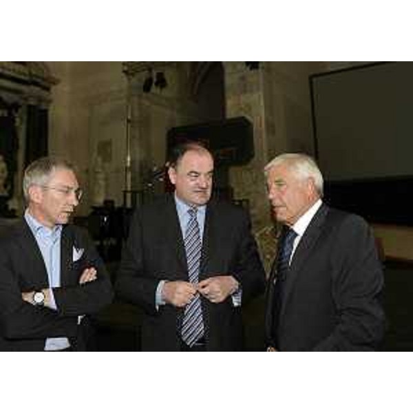 Roberto Novelli (Consigliere regionale), Roberto Molinaro (Assessore regionale Istruzione) e Lorenzo Pelizzo (Presidente Consiglio d'Indirizzo Mittelfest) all'inaugurazione di Mittelfest 2012. (Cividale del Friuli 14/07/12)
