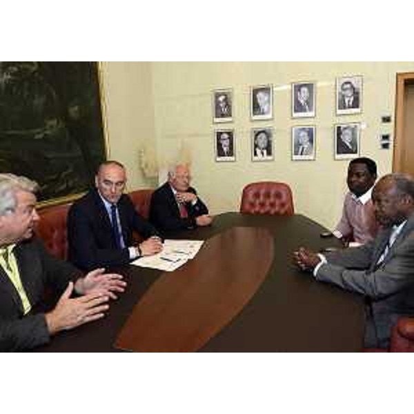 Elio De Anna (Assessore regionale Relazioni internazionali e comunitarie) e Maurizio Franz (Presidente Consiglio regionale) incontrano Raymond Balima (Ambasciatore Burkina Faso a Roma). (Trieste 24/07/12)