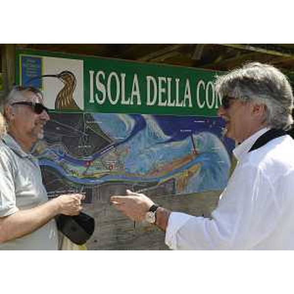 Franco Brussa (Consigliere regionale) e Renzo Tondo (Presidente Friuli Venezia Giulia) visitano la Riserva naturale della Foce dell'Isonzo "Isola della Cona". (Staranzano 19/07/12)