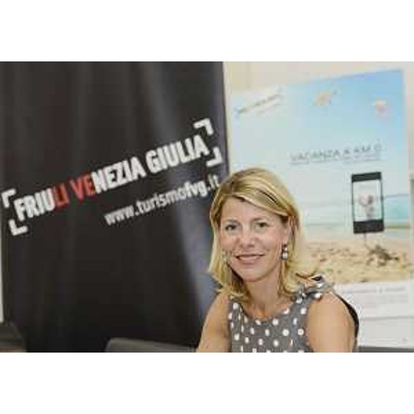 Federica Seganti (Assessore regionale Attività produttive) alla presentazione di "Vacanza a Km 0", promozione turistica del Friuli Venezia Giulia rivolta agli abitanti del FVG. (Trieste 19/07/12)