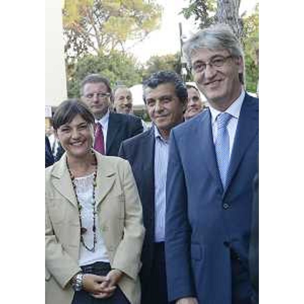Debora Serracchiani (Europarlamentare), Francesco Martines (Sindaco Palmanova) e Renzo Tondo (Presidente Friuli Venezia Giulia) all'inaugurazione della XIV edizione della Festa della Sedia. (Manzano 07/09/12)