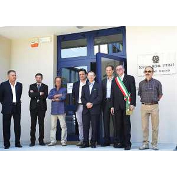 Paolo Santin (Consigliere regionale), Luca Ciriani (Vicepresidente Regione FVG) e Renzo Francesconi (Sindaco Spilimbergo) all'inaugurazione dei lavori di ristrutturazione della Scuola Media Bernardino Partenio. (Spilimbergo 08/09/12)
