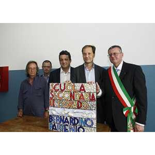 Paolo Santin (Consigliere regionale), Luca Ciriani (Vicepresidente Regione FVG) e Renzo Francesconi (Sindaco Spilimbergo) all'inaugurazione dei lavori di ristrutturazione della Scuola Media Bernardino Partenio. (Spilimbergo 08/09/12)