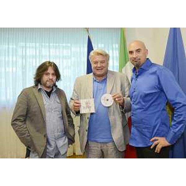 Rudy Fantin (FVG Gospel Choir), Elio De Anna (Assessore regionale Cultura) e Alessandro Pozzetto (FVG Gospel Choir) alla presentazione del progetto "Par Furlan" del "FVG Gospel Choir". (Udine 14/09/12)