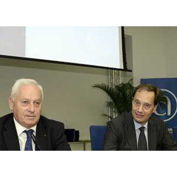 Silvano Pascolo (Presidente Confartigianato Pordenone) e Luca Ciriani (Vicepresidente Friuli Venezia Giulia) alla sessantaseiesima Giornata dell'Artigianato a PordenoneFiere. (Pordenone 15/09/12)