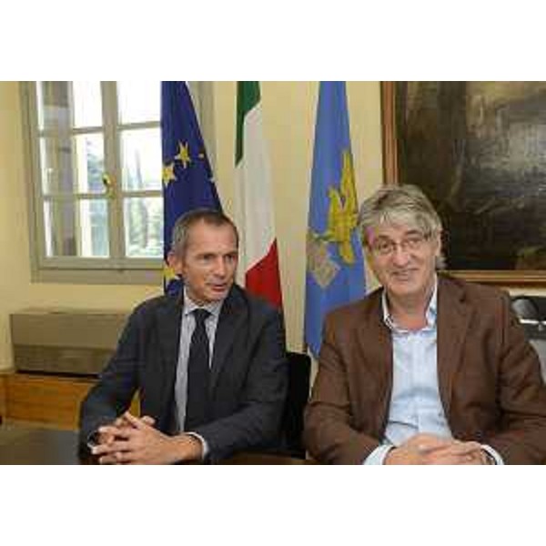 Fabio Marchetti (Sindaco Codroipo) e Renzo Tondo (Presidente Friuli Venezia Giulia) durante la riunione della Giunta regionale in Villa Manin. (Passariano 20/09/12)