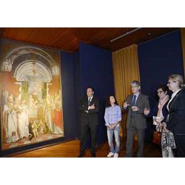 Luigi Cacitti (Consigliere regionale), Renzo Tondo (Presidente Friuli Venezia Giulia), Aurelia Bubisutti (Assessore Cultura Tolmezzo) e Sandra Savino (Assessore regionale Finanze) a Palazzo Frisacco che ospita la mostra "Gianfrancesco e il suo tempo". (Tolmezzo 28/09/12)
