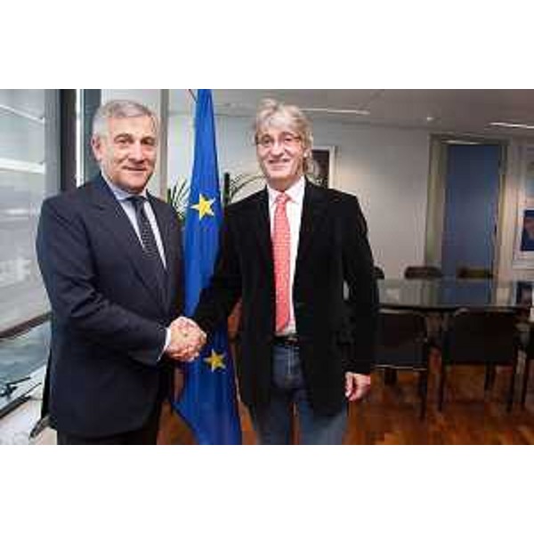 Antonio Tajani (Vicepresidente Commissione europea e responsabile Industria ed Imprenditoria) e Renzo Tondo (Presidente Friuli Venezia Giulia). (Bruxelles 10/10/12)