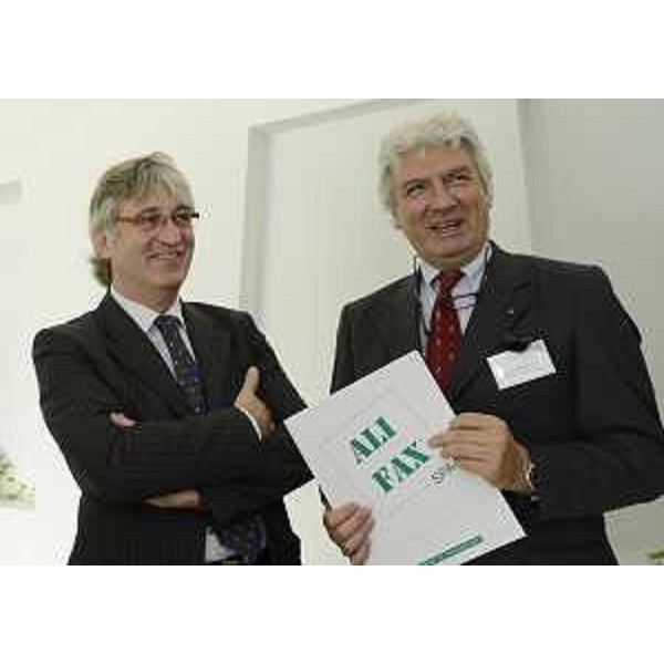 Renzo Tondo (Presidente Friuli Venezia Giulia) e Paolo Galliano (Ceo SIRE Analytical Systems) nella giornata di inaugurazione dello stabilimento della SIRE Analytical Systems Gruppo Alifax. (Nimis 12/10/12)