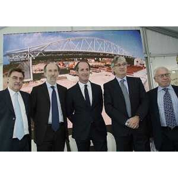 Gli assessori regionali alle Infrastrutture Renato Chisso (Veneto) e Riccardo Riccardi (FVG), i governatori Luca Zaia (Veneto) e Renzo Tondo (Friuli Venezia Giulia), ed Emilio Terpin (Presidente Autovie Venete) all'inaugurazione del nuovo casello di Meolo (VE) sulla A4. (Meolo 16/10/12)